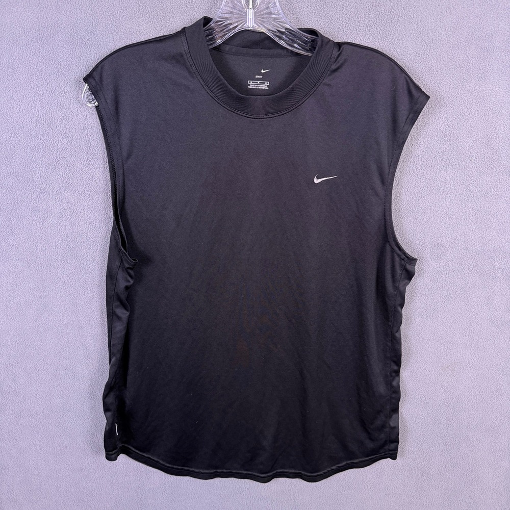 Nike Dri-FIT Sleeveless Shirt Mens Medium Black Athletic Workout Tank Top Gym